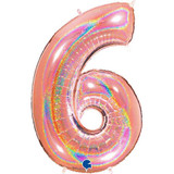 40 inch Holo Glitter Rose Gold Number 6 Foil Balloon (1)