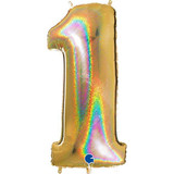 40 inch Holo Glitter Gold Number 1 Foil Balloon (1)