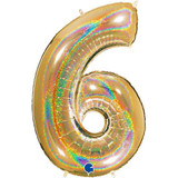 40 inch Holo Glitter Gold Number 6 Foil Balloon (1)