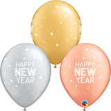 11 inch New Year Sparkle & Dots Assorted Latex Balloons (25)