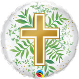 18 inch Golden Cross & Greenery Foil Balloon (1)