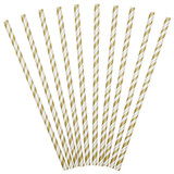Metallic Gold Striped Eco-Flex Paper Straws (24)