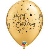 11 inch Birthday Sparkle & Swirls Gold Latex Balloons (25)