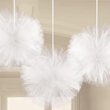 White Tulle Fluffy Decorative Balls (3)
