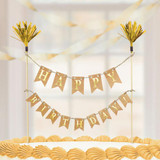 Happy Birthday Gold Banner Cake Topper (1)