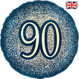 18 inch 90th Birthday Navy & Gold Glitter Foil Balloon (1)