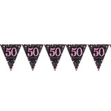 Black & Pink Sparkling 50th Birthday Bunting - 4m (1)