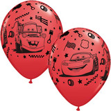 12 inch Lightning McQueen & Mater Red Latex Balloons (6)