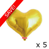 Pack of 5 14" Gold Heart Jelly Foil Balloons