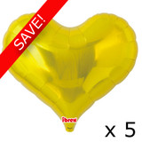 Pack of 5 25" Gold Heart Jelly Foil Balloons