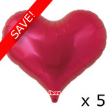 Pack of 5 25" Red Heart Jelly Foil Balloons