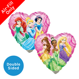 A 9 inch Disney Princess Heart Foil Balloon, manufactured by Anagram.