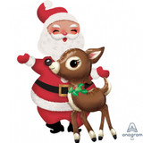 48 inch Santa & Reindeer Airwalker Foil Balloon (1)