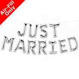 JUST MARRIED - 16 inch Silver Foil Letter Balloon Kit (1)
