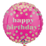 18 inch Pink Dotty Birthday Holographic Foil Balloon (1)