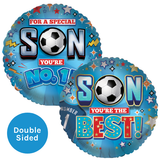 An 18 inch For A Special Son Foil Balloon, manufactured by Sensations.
