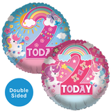 An 18 inch Rainbow Unicorn Age 2 Foil Balloon, manufactured by Sensations.