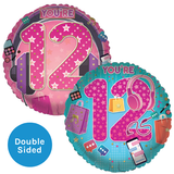 An 18 inch Starry Style Age 12 Foil Balloon, manufactured by Sensations.