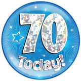 Giant '70 Today!' Blue Holographic Party Badge (1)