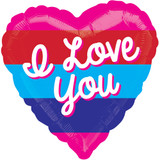 21 inch Love You Bright Stripes Foil Balloon (1)