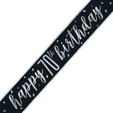 70th Birthday Glitz Black & Silver Foil Banner - 9ft. (1)