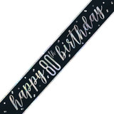 80th Birthday Glitz Black & Silver Foil Banner - 9ft. (1)