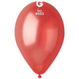 A 13” metallic red latex balloon, manufactured by Gemar.