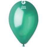 A 13” metallic emerald green latex balloon, manufactured by Gemar.