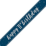 A 9ft navy blue banner with silver foil message for an 11th birthday, manufactured by Unique.