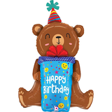 Betallic smiling bear birthday foil