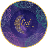 A pack of 6 Eid Mubarak Opulent Paper Plates, manufactured by Amscan!