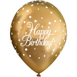 Happy Birthday gold fizz latex balloons Oaktree