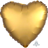 18" Gold Sateen Satin Heart Foil Balloon (1) - UNPACKAGED