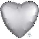 18" Platinum Satin Heart Foil Balloon (1) - UNPACKAGED