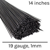 A pack of 14 inch, 19 gauge (1mm) stub wire, manufactured by Kaleidoscope.