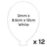 A pack of 12 white acrylic balloon shaped gift tags