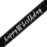 90th Birthday Glitz Black & Silver Foil Banner