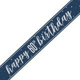 60th Birthday Glitz Navy Blue & Silver Foil Banner