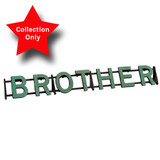 A floral foam display, spelling out the word 'BROTHER', manufactured by Oasis.