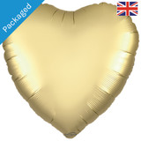 A gold coloured heart shaped foil balloon manufactured by Oaktree UK
