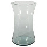A clear glass hand tied vase, manufactured by Kaleidoscope.