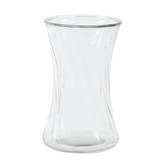 A clear wave textured glass hand tied vase, manufactured by Kaleidoscope.