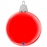 A 21 inch Globe Red Festive Bauble Foil Balloon, manufactured by Grabo!