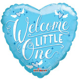 18 inch Welcome Little One Blue Heart Foil Balloon (1)