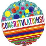 18 inch Congratulations Stripes & Sparkles Foil Balloon (1)