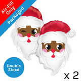 A pack of 2 11 inch Santa Head Dark Skin Foil Balloons, manufactured by Prima.