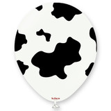 A pack of 25 12 inch Safari Country Cow White Latex Balloons, manufactured by Kalisan!