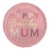 An 18 inch happy birthday mum foil balloon.