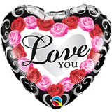 18 inch Love You Red Rose Frame Heart Foil Balloon (1)