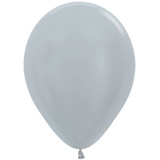 12" Satin Silver Sempertex Latex Balloons (50)